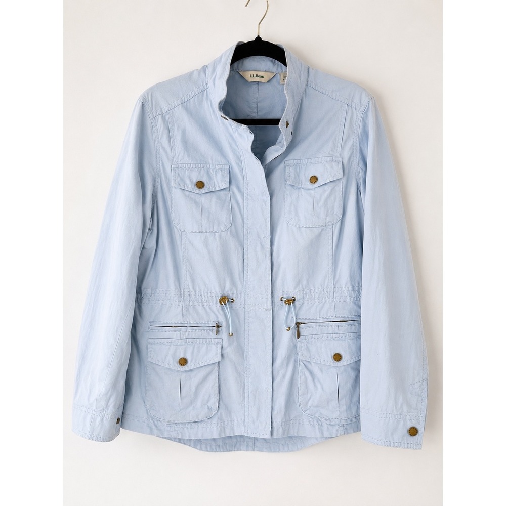 L.L. Bean Field Jacket Womens Medium Petite Blue Cotton Utility Gorpcore